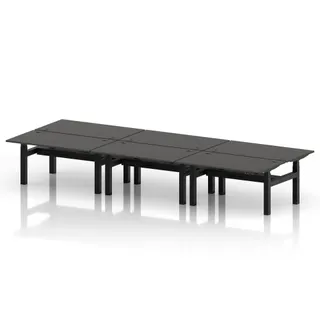 Air Back-to-Back Height Adjustable Bench Desk - 6 Person