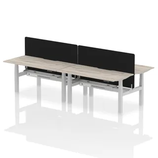 Air Back-to-Back Scalloped Edge Height Adjustable Bench Desk - 4 Person
