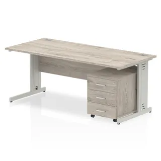 Impulse Cable Managed Straight Desk With Mobile Pedestal