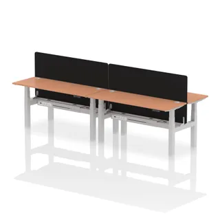 Air Back-to-Back Slimline Height Adjustable Bench Desk - 4 Person