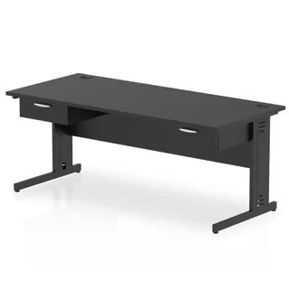 Impulse Cable Managed Straight Desk With Two One Drawer Fixed Pedestals