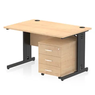 Impulse Cable Managed Straight Desk With Mobile Pedestal