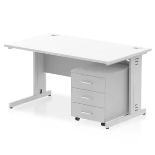 Impulse Cable Managed Straight Desk With Mobile Pedestal