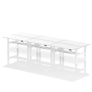 Air Back-to-Back Height Adjustable Bench Desk - 6 Person