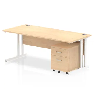 Impulse Cantilever Straight Desk With Mobile Pedestal