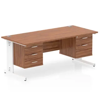 Impulse Cable Managed Straight Desk With Two Fixed Pedestal