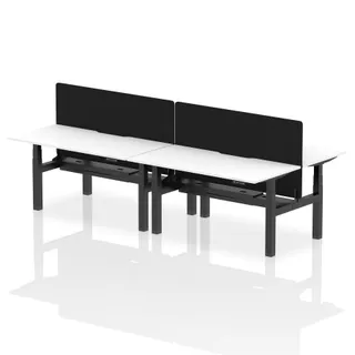 Air Back-to-Back Scalloped Edge Height Adjustable Bench Desk - 4 Person