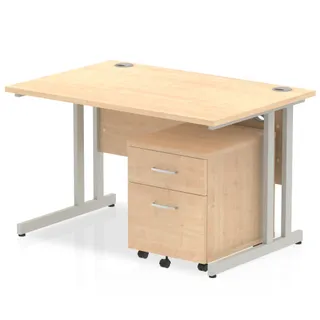 EE - Impulse Cantilever Straight Desk With Mobile Pedestal