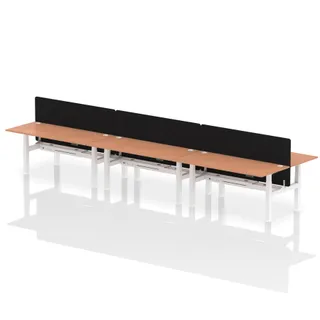 Air Back-to-Back Height Adjustable Bench Desk - 6 Person