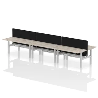 Air Back-to-Back Height Adjustable Bench Desk - 6 Person