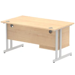 Impulse Cantilever Straight Desk With Single Fixed Pedestal