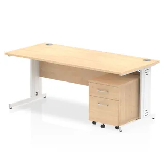 Impulse Cable Managed Straight Desk With Mobile Pedestal