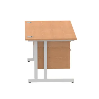 Impulse Cantilever Straight Desk With Single Fixed Pedestal