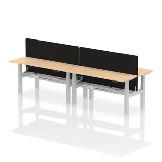 Air Back-to-Back Slimline Height Adjustable Bench Desk - 4 Person