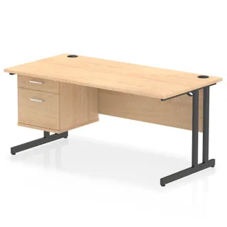 Impulse Cantilever Straight Desk With Single Fixed Pedestal