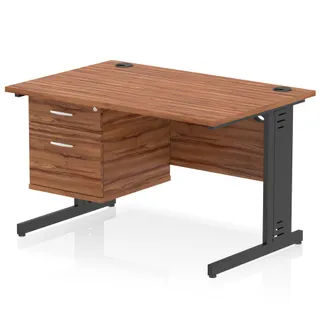 Impulse Cable Managed Straight Desk With Single Fixed Pedestal