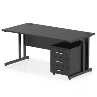 Impulse Cantilever Straight Desk With Mobile Pedestal