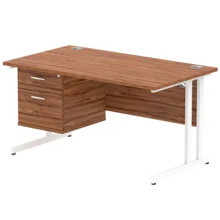 Impulse Cantilever Straight Desk With Single Fixed Pedestal