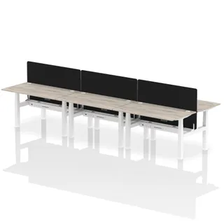 Air Back-to-Back Height Adjustable Bench Desk - 6 Person