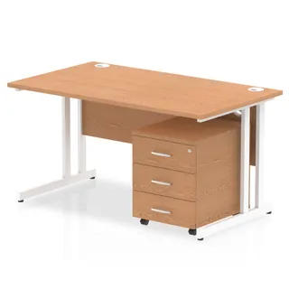 Impulse Cantilever Straight Desk With Mobile Pedestal