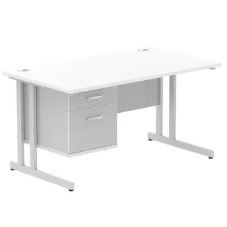 Impulse Cantilever Straight Desk With Single Fixed Pedestal