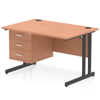 Impulse Cantilever Straight Desk With Single Fixed Pedestal