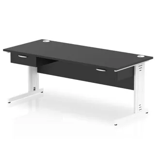 Impulse Cable Managed Straight Desk With Two One Drawer Fixed Pedestals
