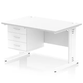 Impulse Cable Managed Straight Desk With Single Fixed Pedestal