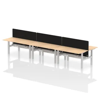 Air Back-to-Back Height Adjustable Bench Desk - 6 Person