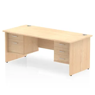 Impulse Panel End Straight Desk With Two Fixed Pedestal