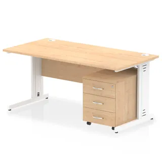 Impulse Cable Managed Straight Desk With Mobile Pedestal
