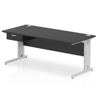 Impulse Cable Managed Straight Desk With Single One Drawer Fixed Pedestal