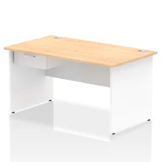 Impulse Panel End Straight Desk With Single One Drawer Fixed Pedestal