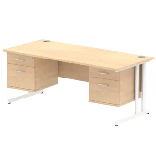 Impulse Cantilever Straight Desk With Two Fixed Pedestal