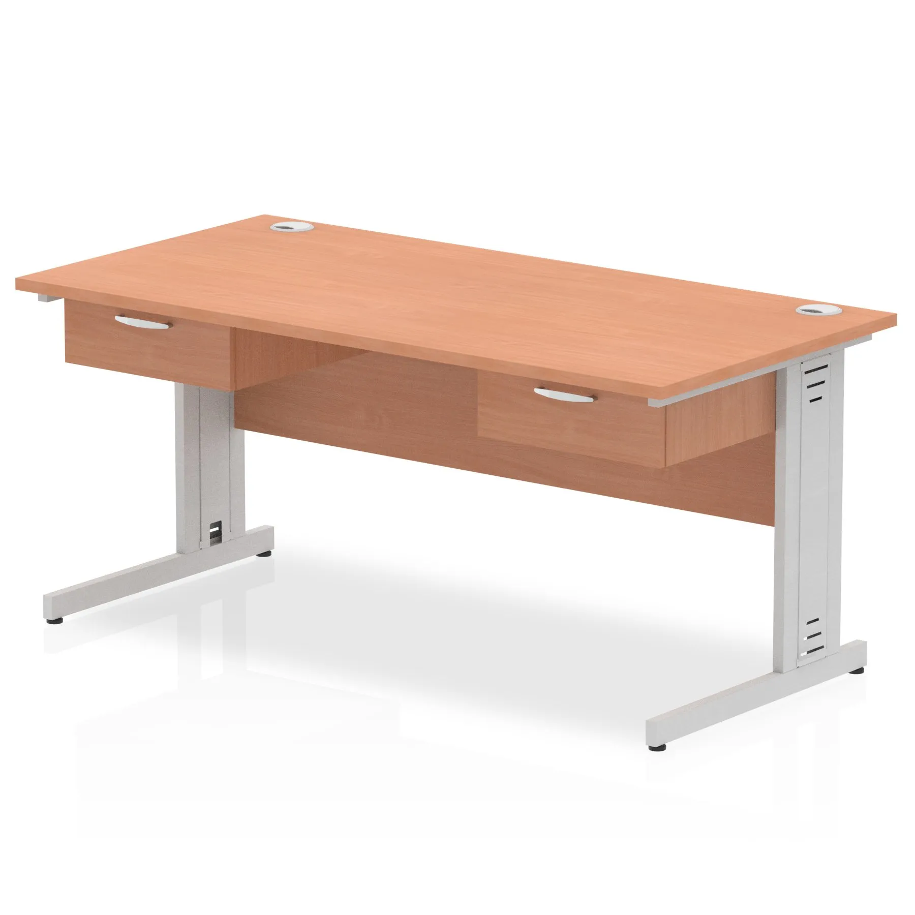 Impulse Cable Managed Straight Desk With Two One Drawer Fixed Pedestals