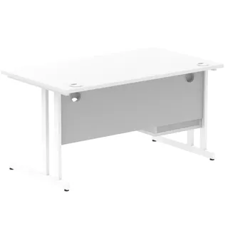 Impulse Cantilever Straight Desk With Single Fixed Pedestal