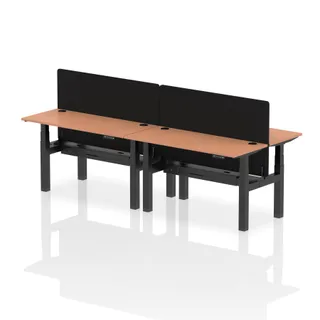 Air Back-to-Back Slimline Height Adjustable Bench Desk - 4 Person