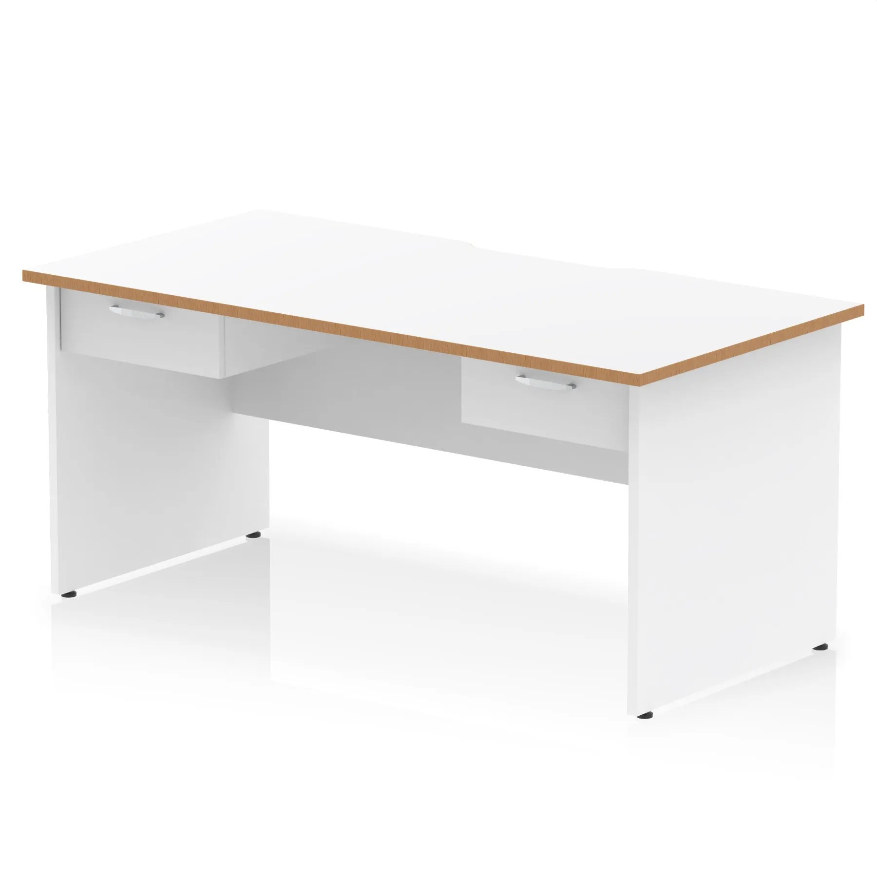Impulse Scalloped Edge Panel End Straight Desk With Two One Drawer Fixed Pedestals