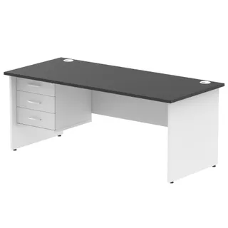 Impulse Panel End Straight Desk With Single Fixed Pedestal