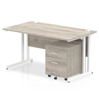 Impulse Cantilever Straight Desk With Mobile Pedestal