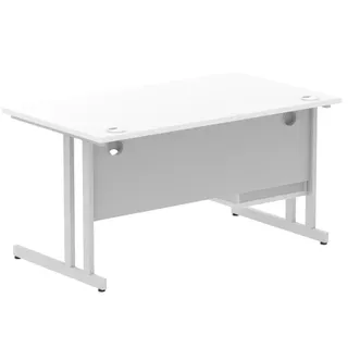 Impulse Cantilever Straight Desk With Single Fixed Pedestal