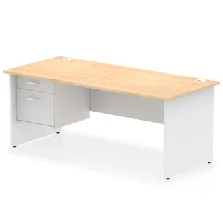 Impulse Panel End Straight Desk With Single Fixed Pedestal