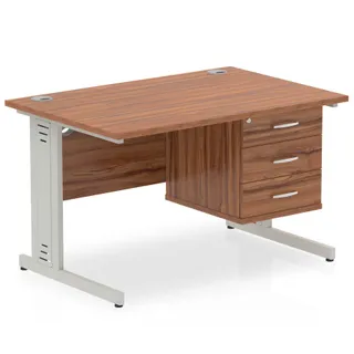 Impulse Cable Managed Straight Desk With Single Fixed Pedestal