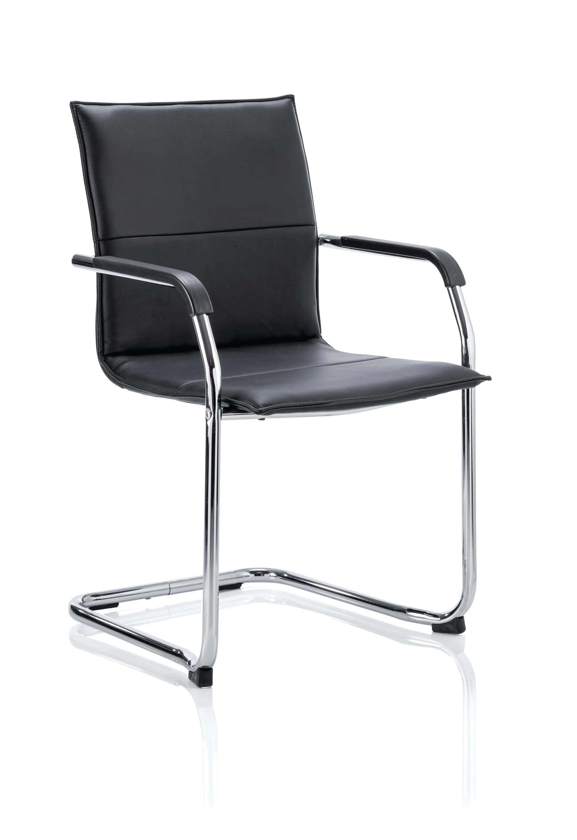OE - Echo Medium Back Leather Cantilever Visitor Chair with Arms