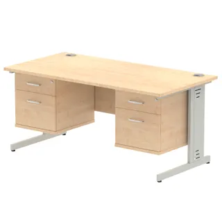 Impulse Cable Managed Straight Desk With Two Fixed Pedestal