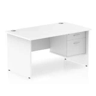 Impulse Panel End Straight Desk With Single Fixed Pedestal