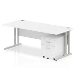 Impulse Cantilever Straight Desk With Mobile Pedestal