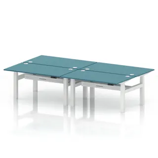 Air Back-to-Back Height Adjustable Bench Desk - 4 Person