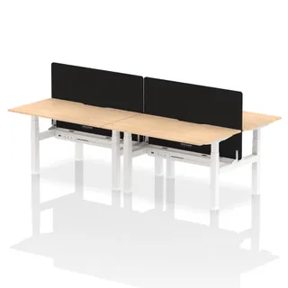 Air Back-to-Back Scalloped Edge Height Adjustable Bench Desk - 4 Person