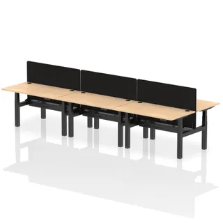 Air Back-to-Back Height Adjustable Bench Desk - 6 Person